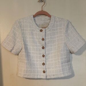 Amanda Uprichard White Tweed Blazer